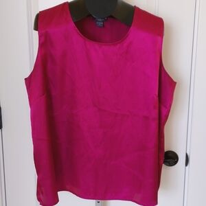 Shimmery Date Night Dark Fuchsia Sleeveless Tank Blouse Size 1X